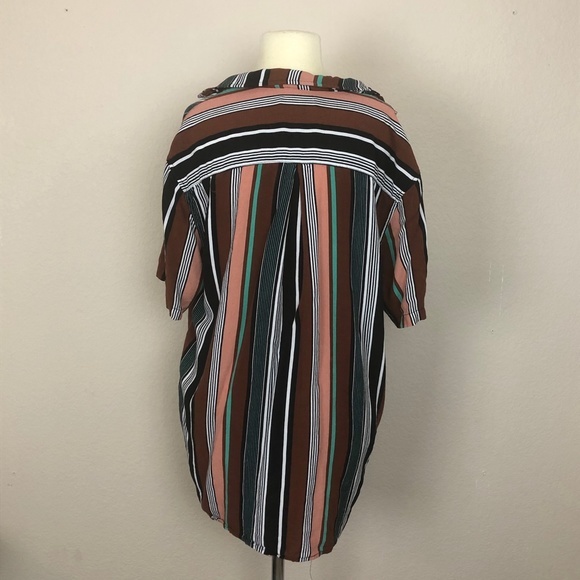 SHEIN Striped Button Down Shirt Tee Top ((Small)) - Picture 3 of 7